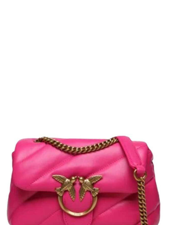 Pinko Love Puff Classic Leather Women's Bag Shoulder Pink