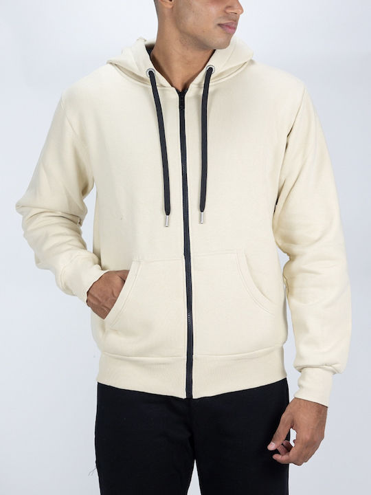 Paco & Co Men's Sweatshirt Jacket with Hood Ecru