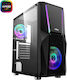 NJOY Fort Gaming Midi Tower Κουτί Υπολογιστή με Πλαϊνό Παράθυρο και RGB Φωτισμό Μαύρο