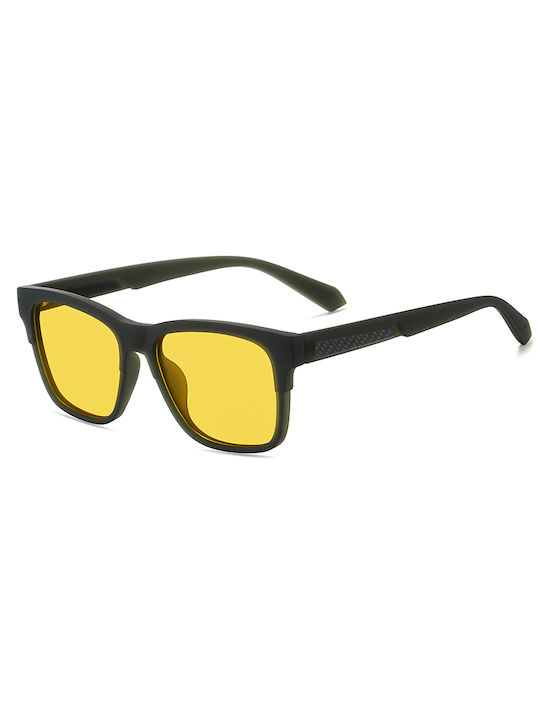 Polareye Unisex Sunglasses with Black Plastic Frame and Yellow Polarized Lens TR7518