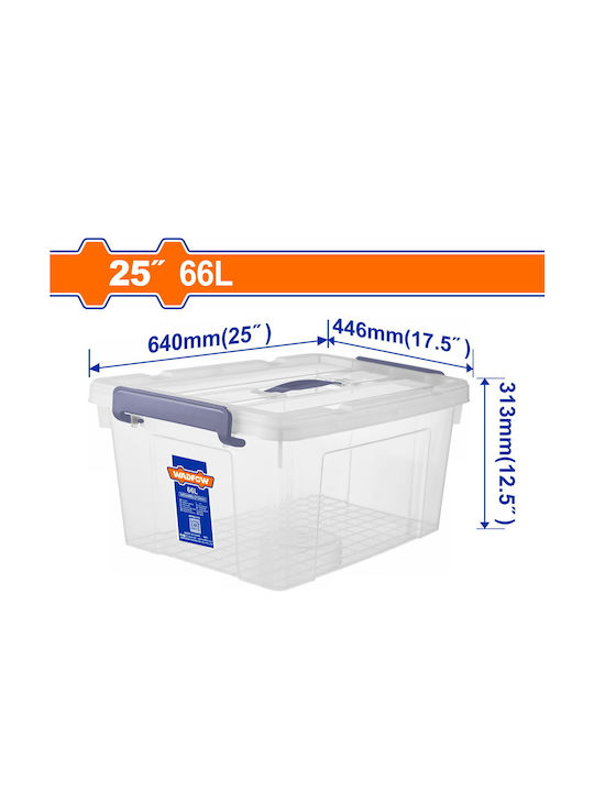 Wadfow Plastic Storage Box with Lid Transparent 64x44.6x31.3cm