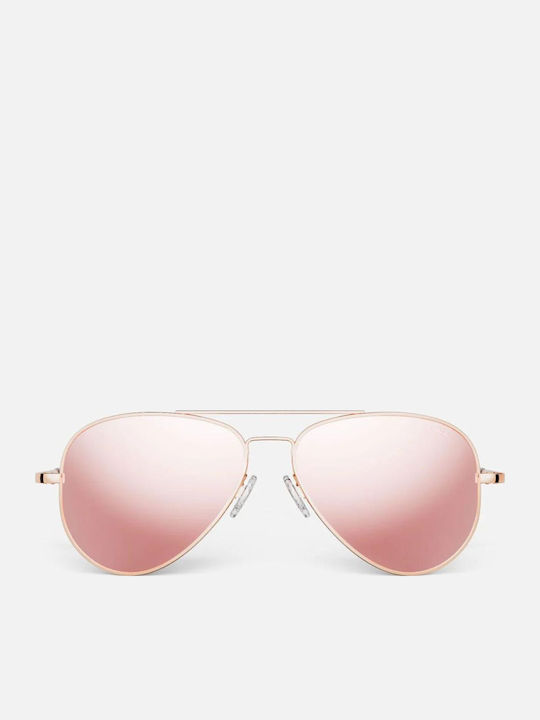 Randolph Sunglasses Ροζ Χρυσά with Metal Frame & Pink Lens