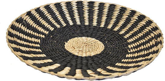 Decostar Wall Decor Plate Black Made of Wicker Material 50x50cm