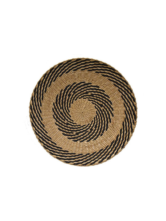 Decostar Decorative Plate Black Made of Wicker Material 50x50cm