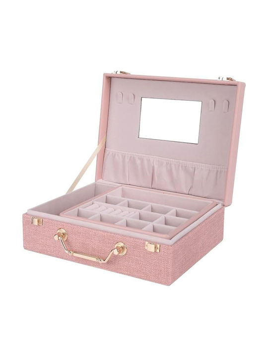 ForHome Schmuckkästchen Stoff Rosa 23x18x9cm