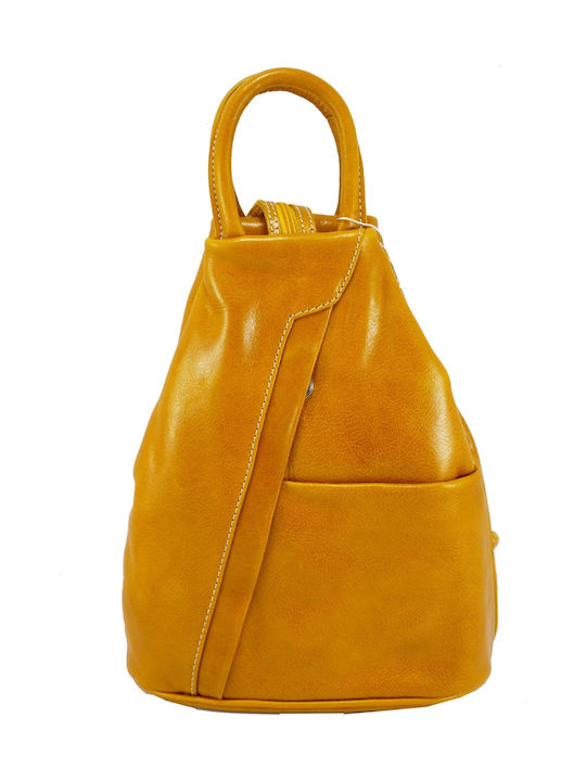 Mybag 880 Δερμάτινη Γυναικεία Τσάντα Πλάτης Κίτρινη