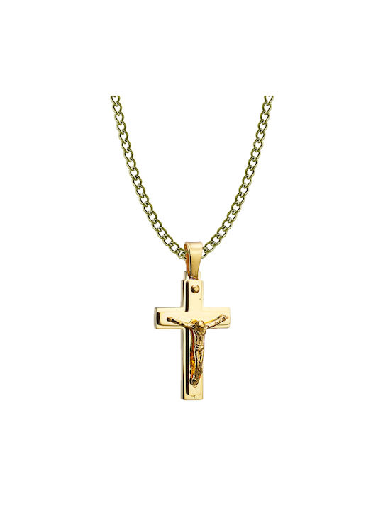 Art Men's Cross from Gold Plated Steel with Chain