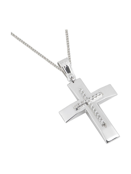 Koumian Women's White Gold Cross 14K with Chain