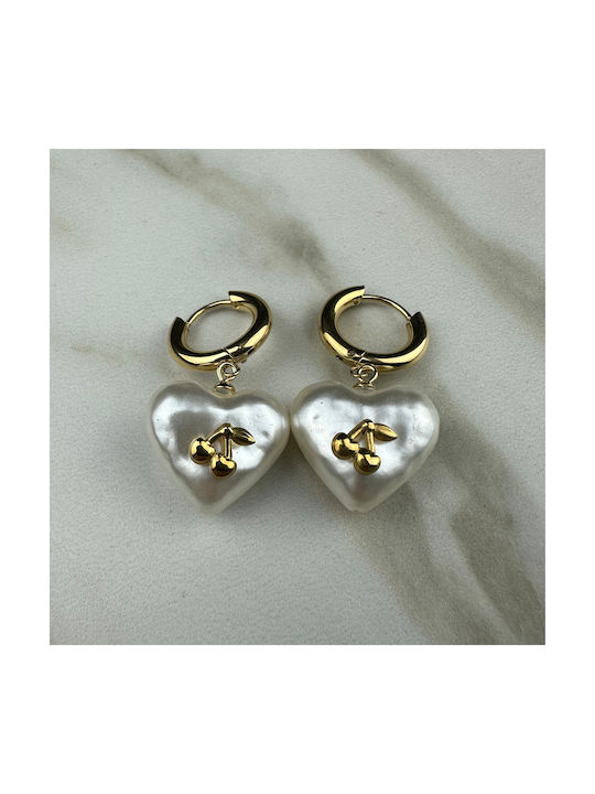 Vicirello Earrings made of Steel Gold Plated with Pearls