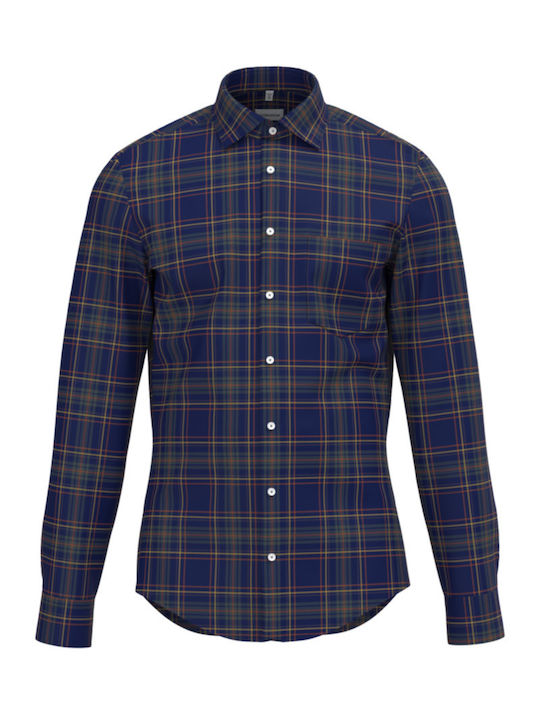 Seidensticker Men's Shirt Long Sleeve Cotton Checked Blue