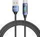 Tech-Protect Braided / LED USB 2.0 Cable USB-C male - USB-A 66W Blue 2m