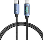 Tech-Protect Ultraboost Împletit / LED USB 2.0 Cablu USB-C bărbătesc - USB-C de sex masculin 100W Albastru 1m