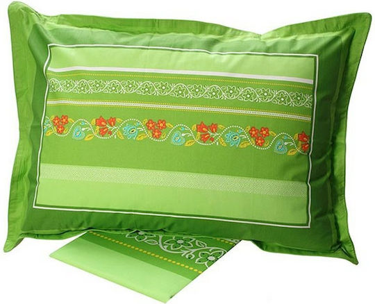 Sunshine Cotton Feelings Εμπριμέ Σετ Σεντόνια Υπέρδιπλα 220x260εκ. Green 4674 (4τμχ)