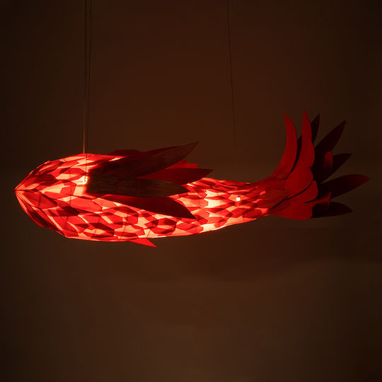 GloboStar Pendant Light Red Boho Grid with Socket E27 100x72x36cm