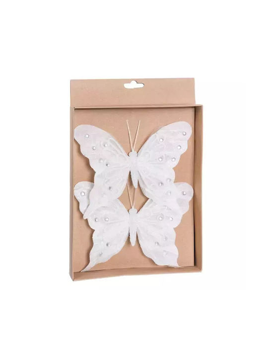 Set Ornamente Fluturi Albe 2 Bucăți Set Ornamente Fluturi Albe 2 Bucăți
