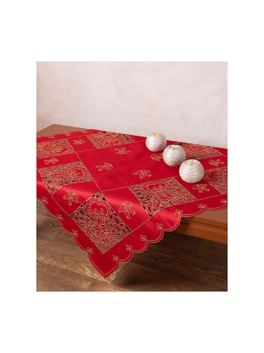 Silk Fashion Christmas Tablecloth Square Red L85xW85cm 1pcs