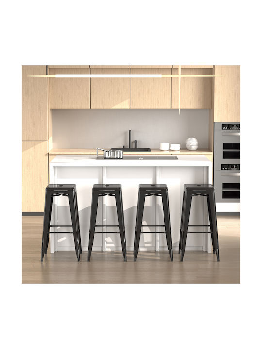 Stool Bar Metallic Black 4pcs 43x43x76cm