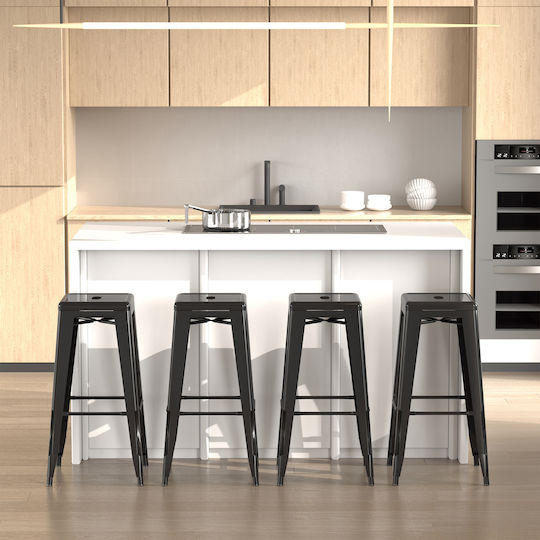 Hocker Bar Metall Black 4Stück 43x43x76cm