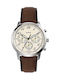 Fossil Neutra Uhr Chronograph Batterie mit Silber Lederarmband