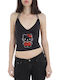 Damen Sommer Crop Top mit Trägern Schwarz