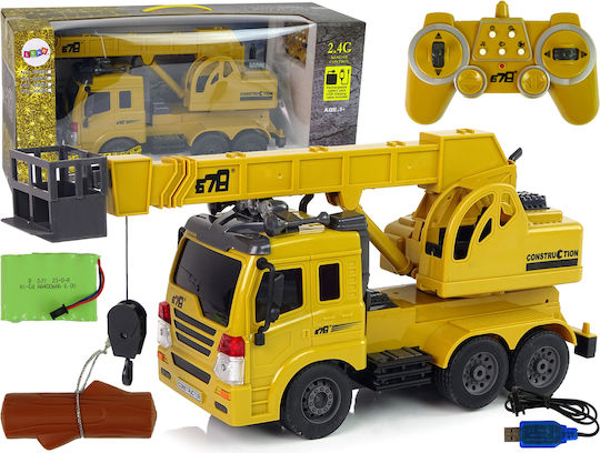 Lean Toys Remote Controlled Teleghidat Vehicul de construcție Galben