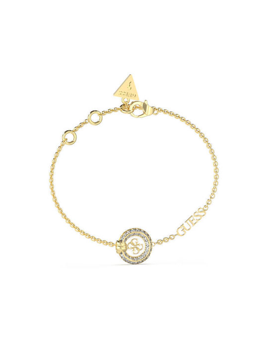 Guess Armband Kette Knot You mit Design mit Steinen aus Stahl Vergoldet mit Zirkonia