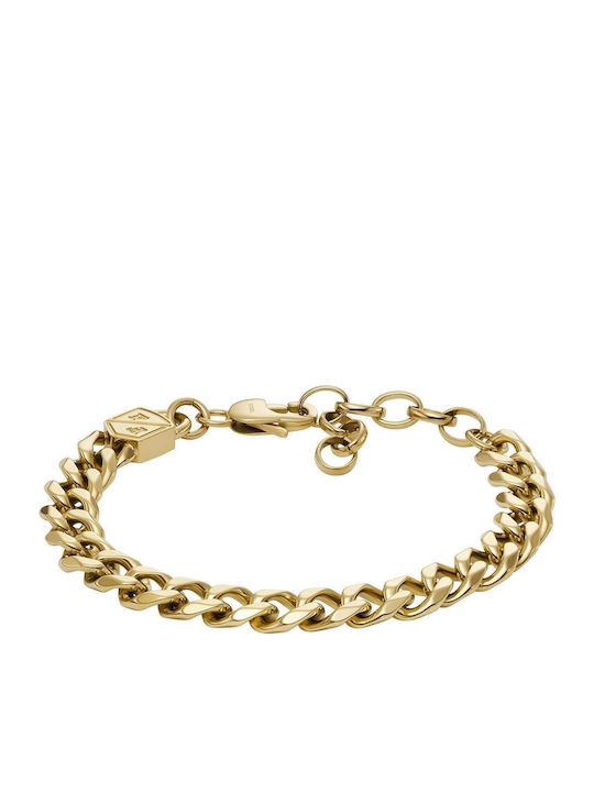 Fossil Men's Chain Bracelet Made of Stainless Steel Gold Plated 21cm