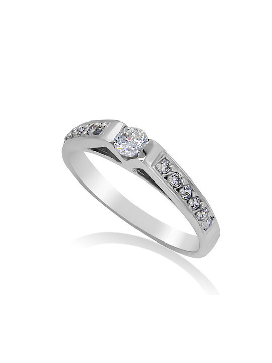 Antwnakakis Single Stone from White Gold 14K