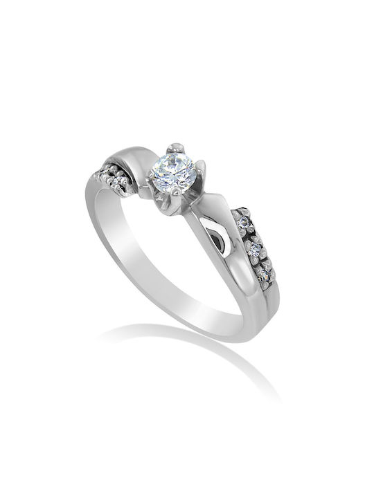 Antwnakakis Single Stone from White Gold 14K