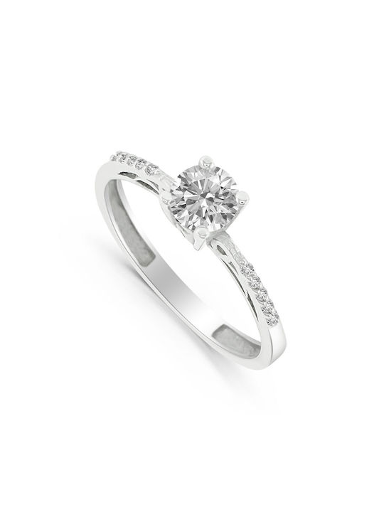 Antwnakakis Single Stone from White Gold 14K