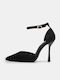 Pointed Toe Black Heels with Strap