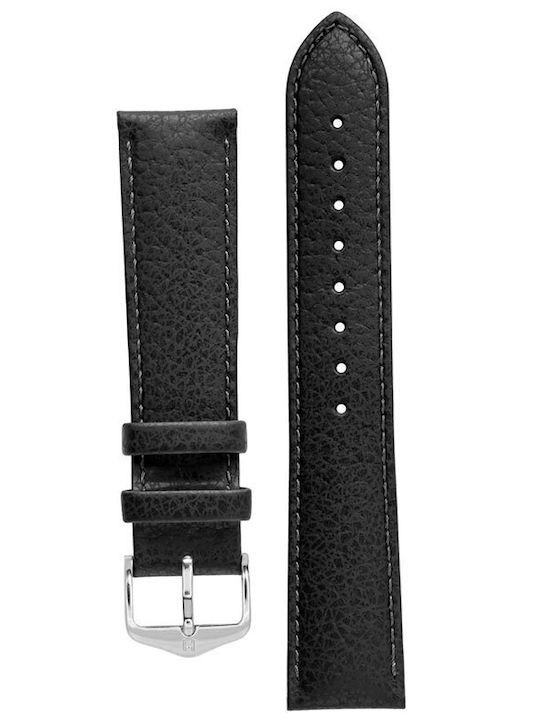 Hirsch Kansas Δερμάτινο Λουράκι Μαύρο 22mm