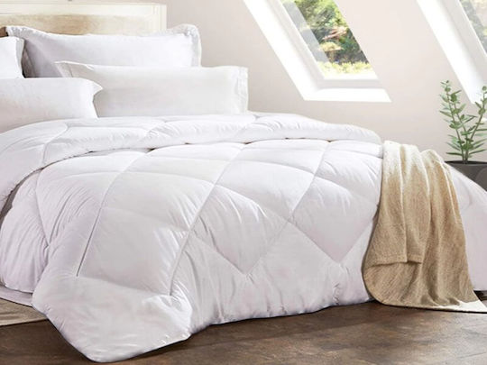 Πάπλωμα Υπέρδιπλο με Γέμιση Microfiber 220x240εκ. Λευκό 320 GSM