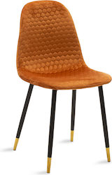 Sila Dining Room Velvet Chair Κεραμιδί / Μαύρο / Χρυσό 45x51x87cm 4pcs