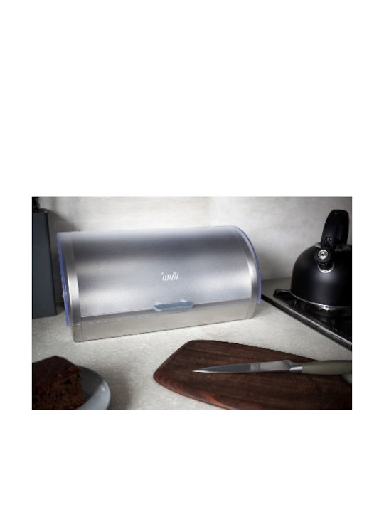 Inox Bread Box with Lid Transparent 39.5x28x18.5cm