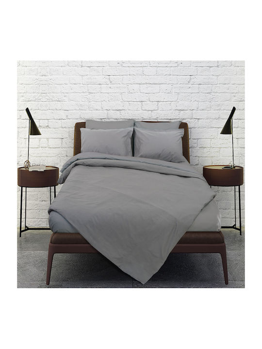 Kipper Чаршаф King Size с Ластик 180x200+32см. Сив