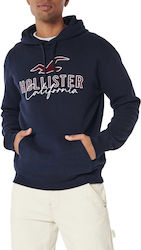 Hollister Φούτερ Μπλε με Κουκούλα