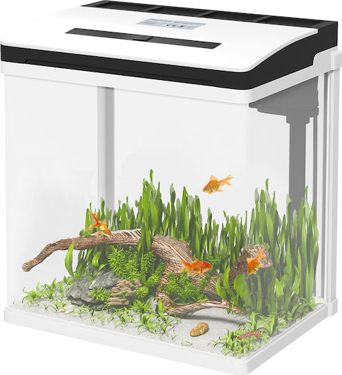 Pawhut Fish Aquarium Capacity 13L with Lighting 61x20x30.5cm White