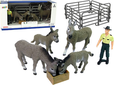 Miniature Toy Four Donkeys Gray