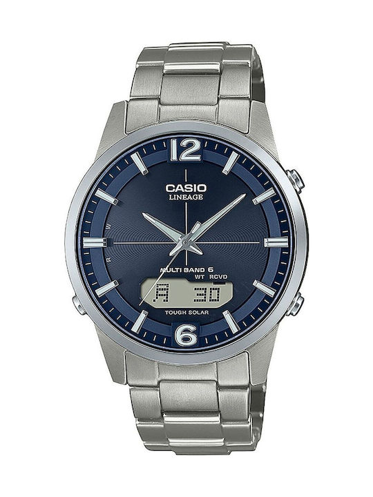 Casio Wave Ceptor Herrenuhr 40mm Solar mit Silb...