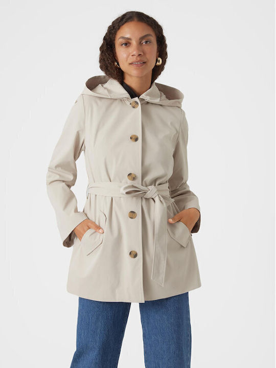 Vero Moda Women's Short Lifestyle Jacket for Spring or Autumn Beige.