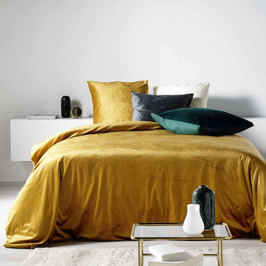 Douceur d'Intérieur Duvet Cover Set Queen with 2 Pillowcases 240x220 L-c Velina Ochre