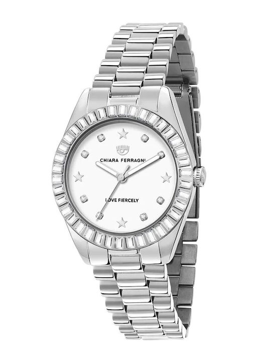 Chiara Ferragni Γυναικείο Ρολόι 34mm Μπαταρίας με Ασημί Μεταλλικό Μπρασελέ