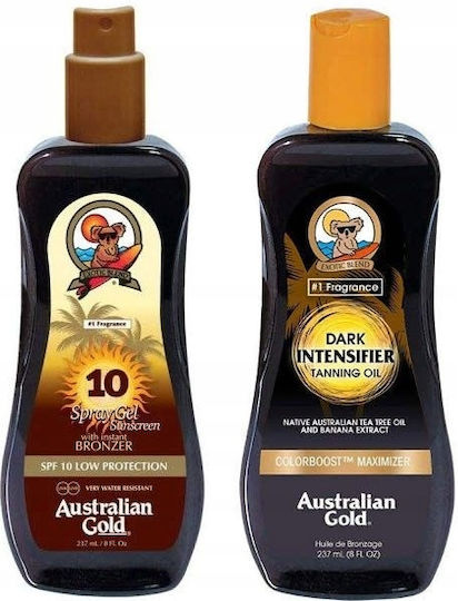 Australian Gold Spray Bronzer Spf10 + Intensifier Oil Σετ Αντηλιακής Προστασίας SPF10 2τμχ