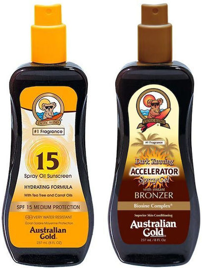 Australian Gold Olejek Spf15 + Dark Tanning Accelerator Σετ Αντηλιακής Προστασίας SPF15 2τμχ