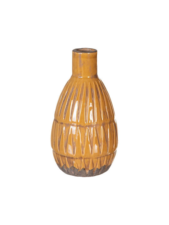 BigBuy Vază Decorativă Ceramică Galben 14x25.5x25.5cm 1buc