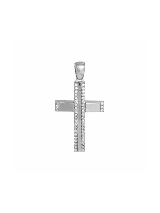 Women's White Gold Cross 14K Double Sided