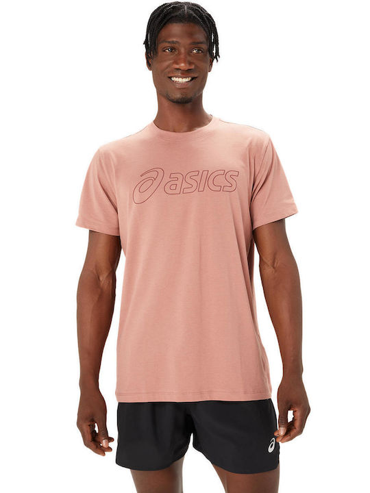 ASICS Ανδρικό Αθλητικό T-shirt Κοντομάνικο Ροζ
