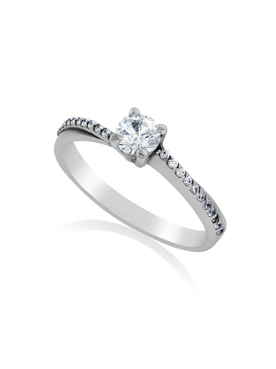 Antwnakakis Single Stone from White Gold 14K