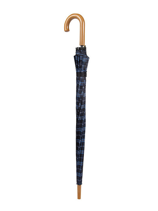 LKmoda Automatic Umbrella with Walking Stick BLUE-WH-L.BLUE